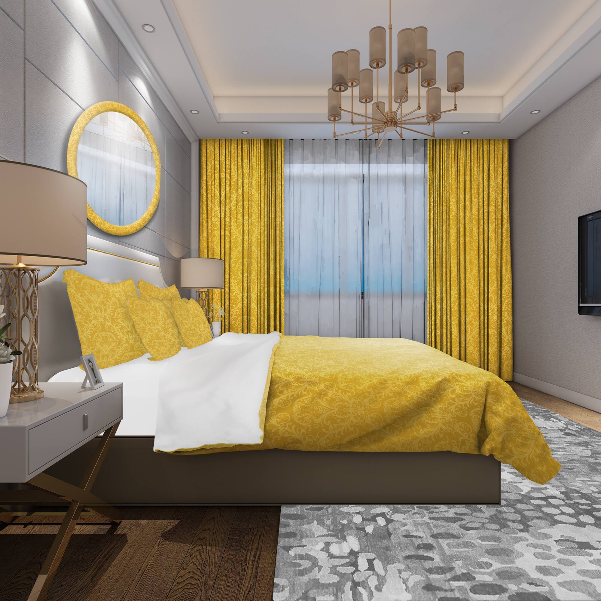 Designart 'Luxury Golden Floral Glam Duvet Cover Set
